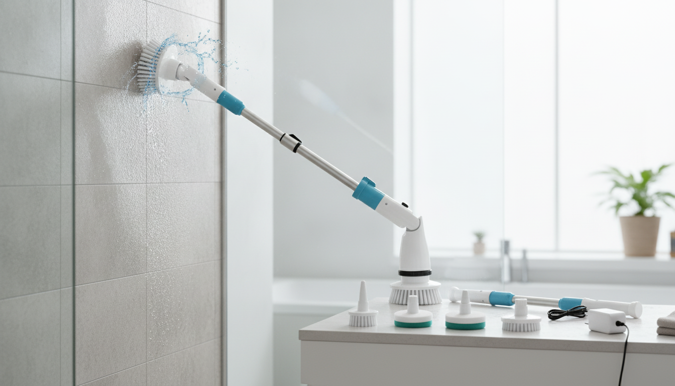 450RPM Cordless Spin Scrubber: 5 Heads, Extendable