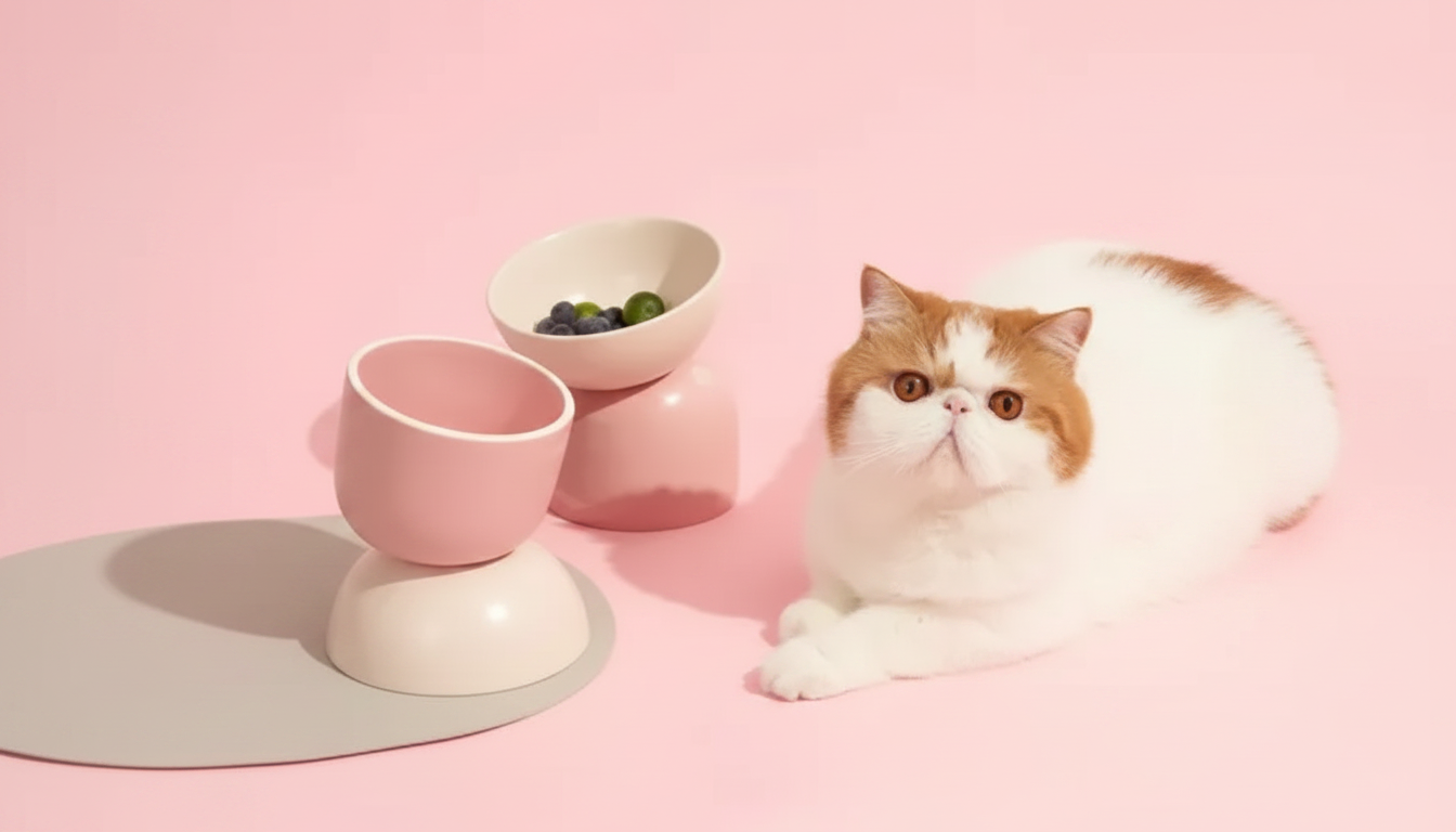 Raised Anti-Tip Ceramic Bowl for Cats & Small Dogs