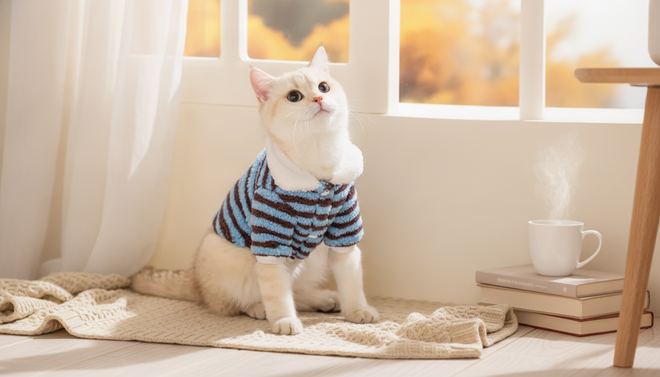 Cozy Striped Fleece Pet Coat for Small Dogs & Cats