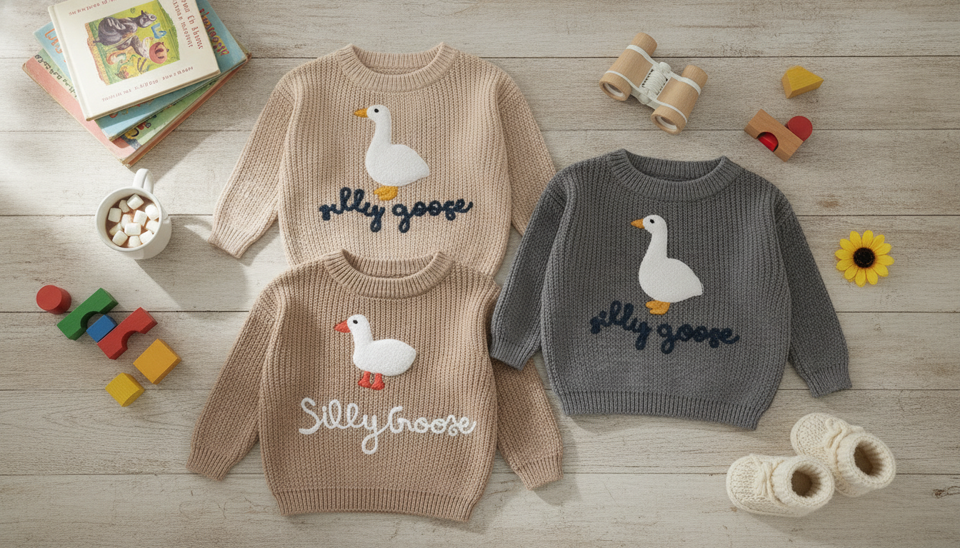 Goose Embroidered Toddler Knit Sweater: Fit & Care Tips