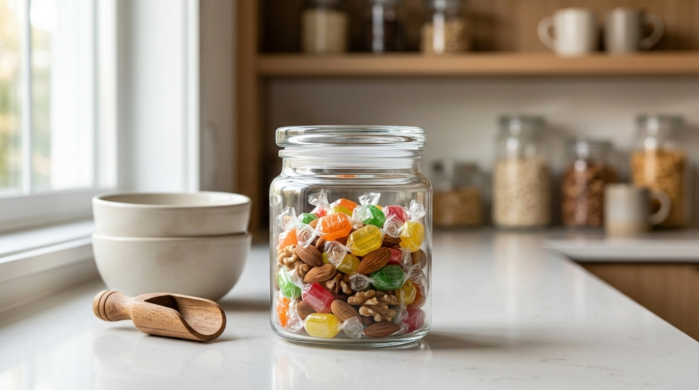 Sealed Mini Glass Candy Jar for Fresh, Visible Snacks